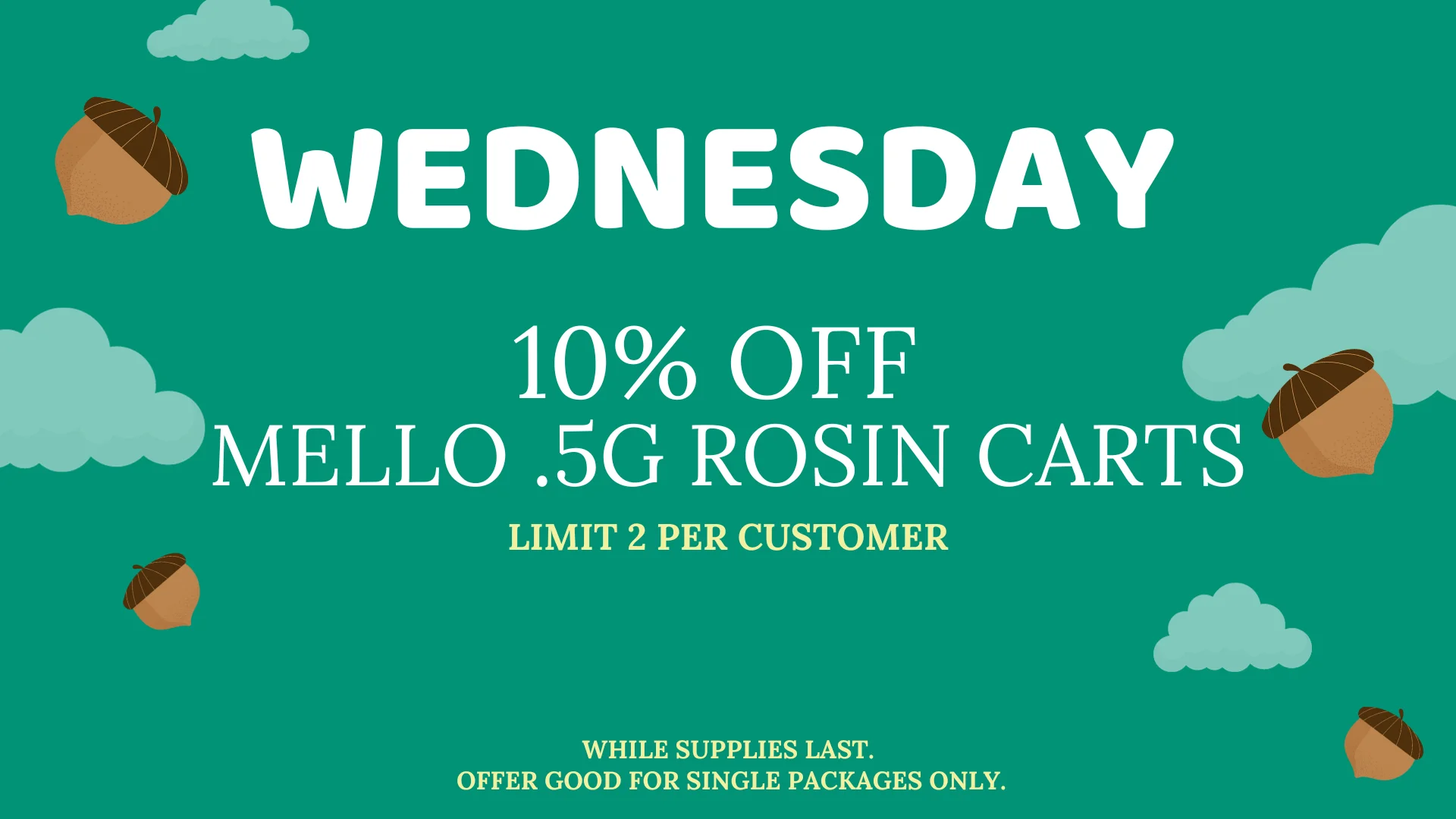 WEDNESDAY MELLO .5G ROSIN CARTS 10% OFF